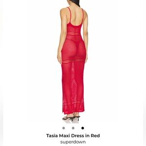 Revolve Superdown Tasia Red Mesh Maxi Dress